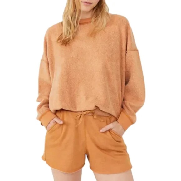 Free People Intimately Rust Orange Drawstring Waist Shorts Size S - Picture 1 of 7